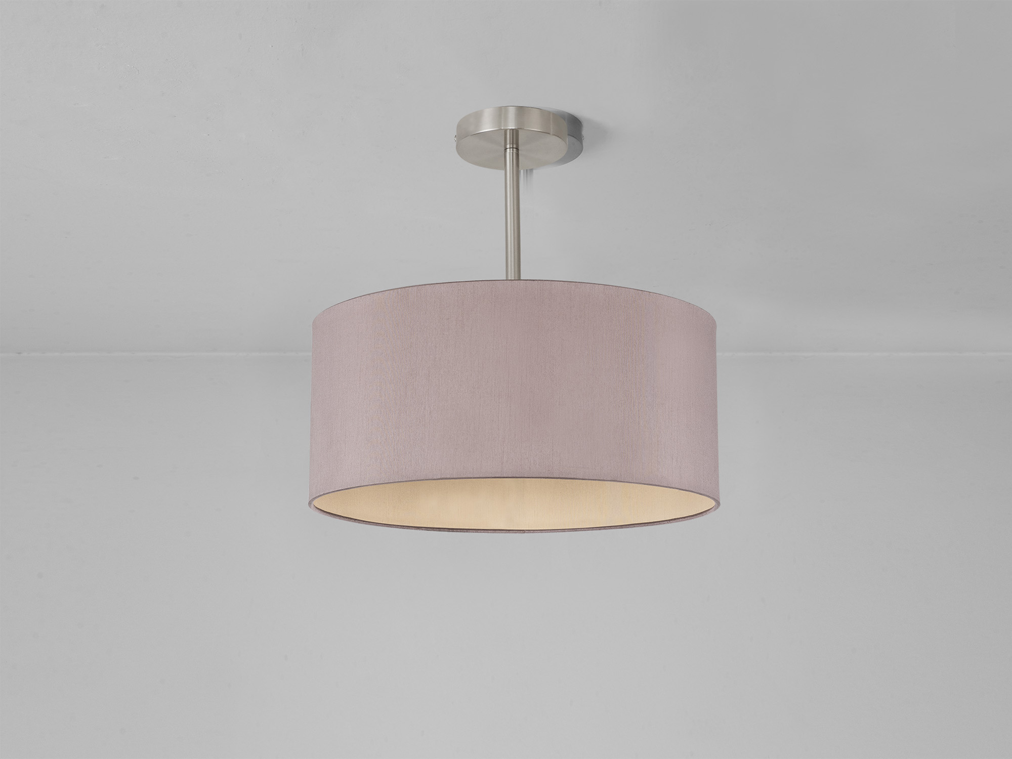 Baymont 40cm Semi Flush 1 Light Satin Nickel, Taupe/Halo Gold DK0249  Deco Baymont